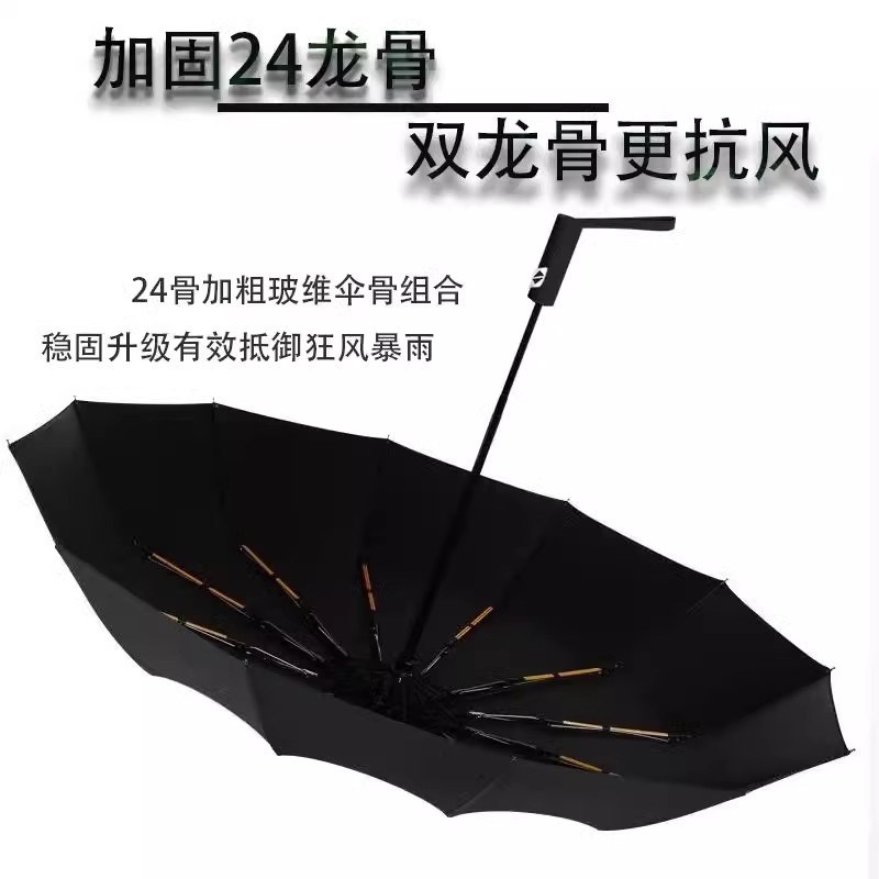 24骨全自动雨伞太阳伞加厚黑胶女防晒紫外线遮阳伞折叠伞男士大号