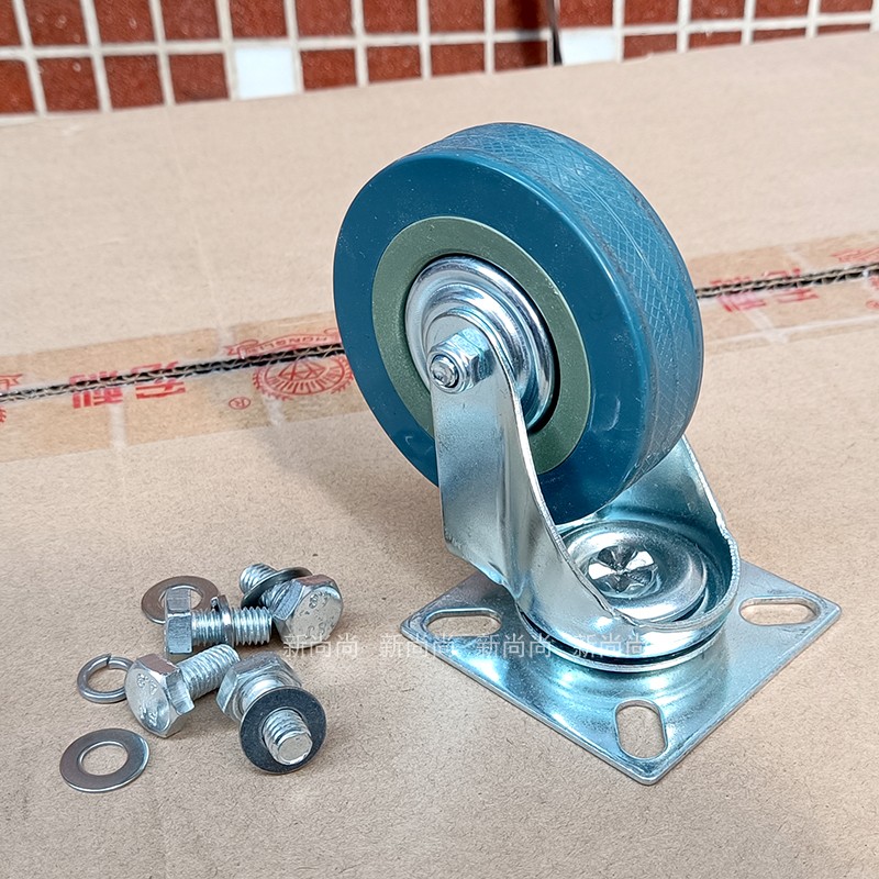 万向轮轮子带刹车平板手推车重型转向静音轮3寸4寸聚氨酯脚轮重型