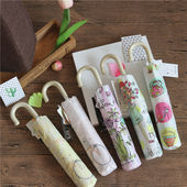 手绘图案折弯柄超轻防风防伞遮阳伞