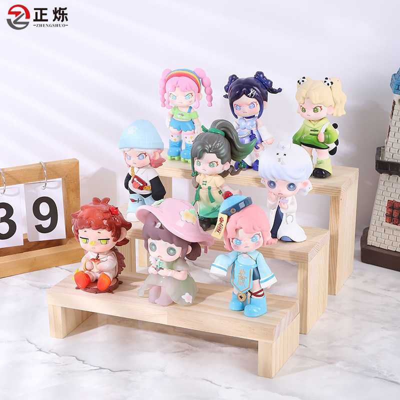 首饰展示架盲盒收纳木质阶梯式娃娃手办模型置物架泡泡玛特展示台