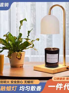 原木香薰融蜡灯蜡烛精油可调光融烛台灯卧室香薰炉融燭燈亚马逊