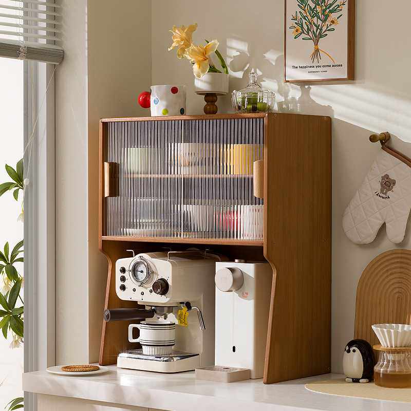 中古轻奢咖啡机置物架桌面水杯架带抽屉厨房调料收纳打印机置物架