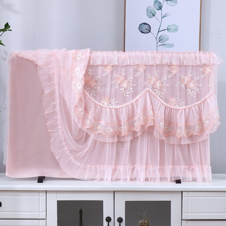 绣花蕾丝套盖布挂式防尘罩电视机罩家用65寸液晶电视机55寸织艺鸟