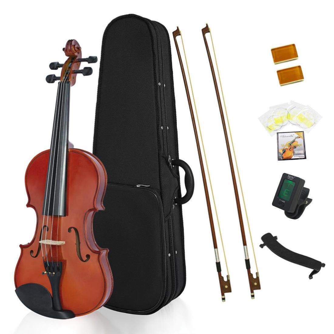 4/4实木小提琴自然色普及小提琴塑料配件儿童成人初学小提琴套装
