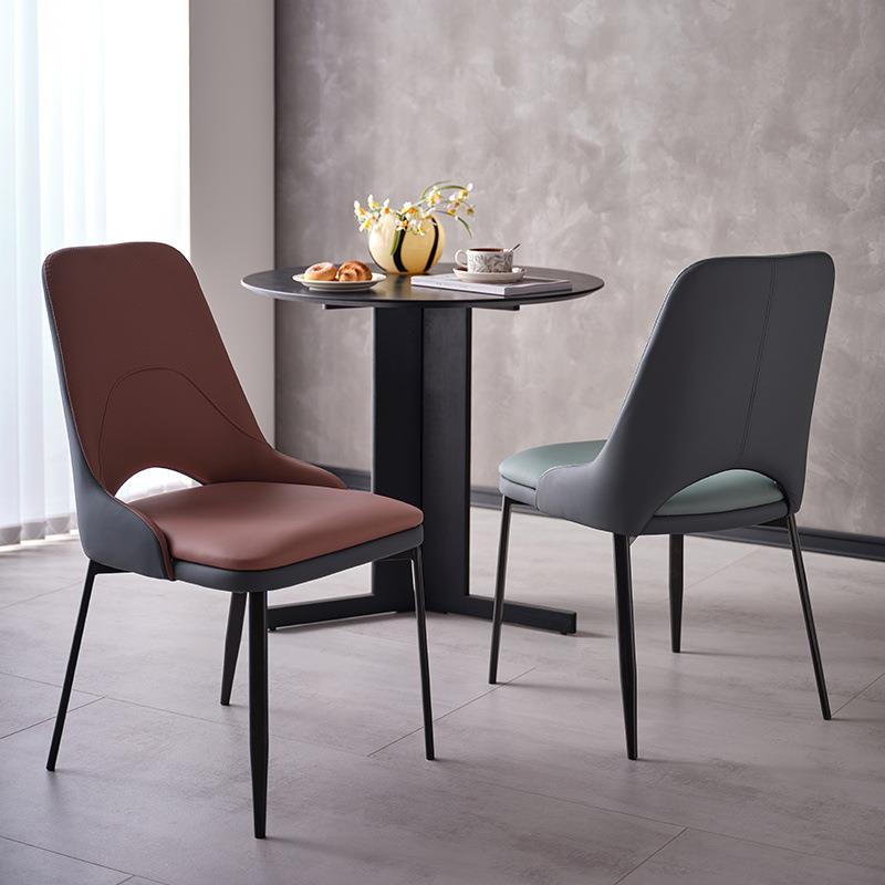 餐椅家用靠背椅子轻奢高级感皮革餐桌椅简约现代商务休闲椅洽谈椅
