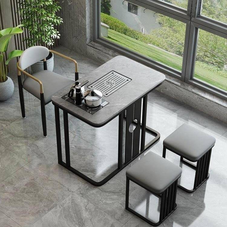 轻奢岩板茶桌椅组合办公室茶桌现代简约茶几小茶台家用阳台泡茶桌