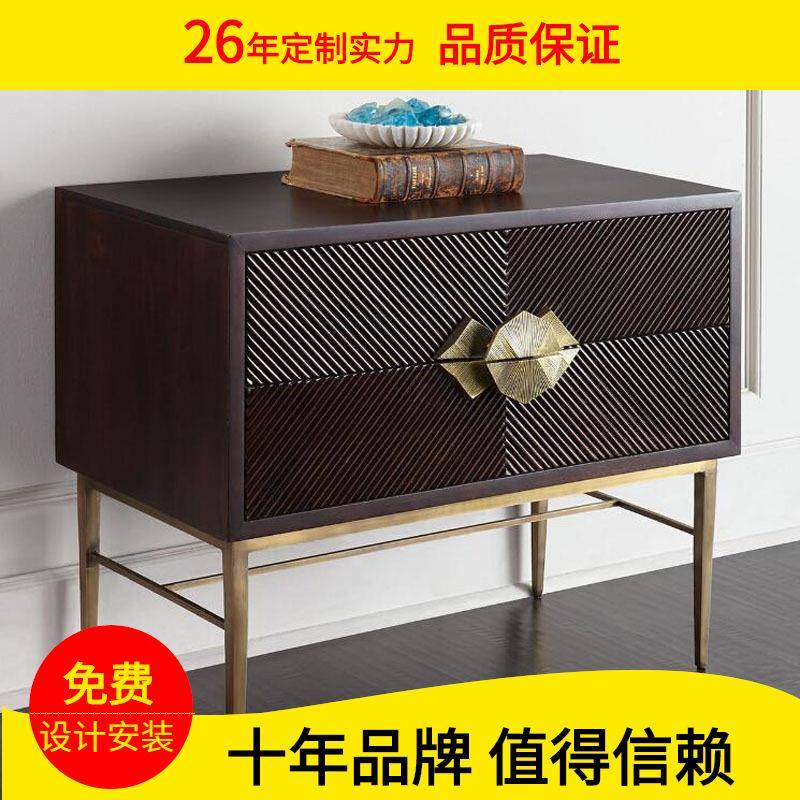 美式新古典轻奢现代个性餐边柜玄关柜角几复古时尚不锈钢沙发边几