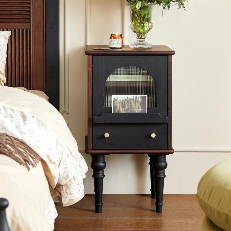 法式复古实木床头柜轻奢小户型卧室床边柜储物柜现代美式简约收纳
