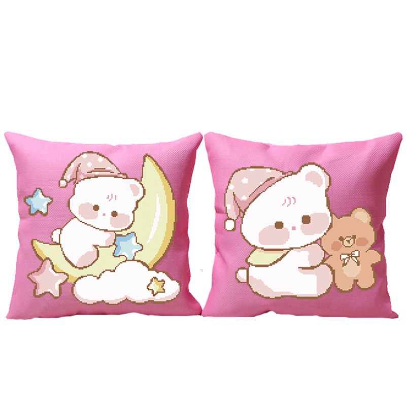 自己绣十字绣抱枕客厅沙发浪漫卡通情侣可爱一对卧室汽车枕头靠垫