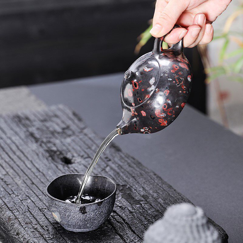 天然梅花玉石茶壶中式复守手工古智石壶家用简约泡茶单壶功夫茶具