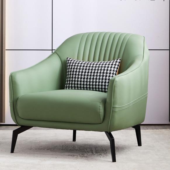 意式轻奢单人沙发北欧洽谈商务客厅阳台皮质老虎椅子休闲接待组合