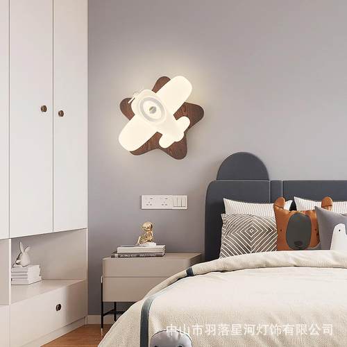 卧室壁灯儿童房全光谱LED卡通中古奶油风创意中山2025新款