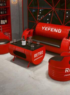 办公室沙发茶几组合网红商务接待健身房休息区工业风清吧卡座沙发