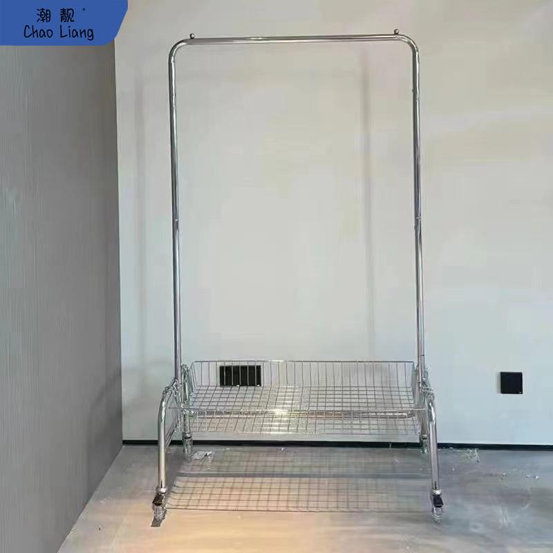 落地挂衣架移动多功能收纳架子服装店展示架网红卧室带篮置物包邮