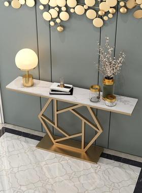 北欧轻奢玄关桌客厅风水装饰新中式入户走廊端景台大理石边几柜