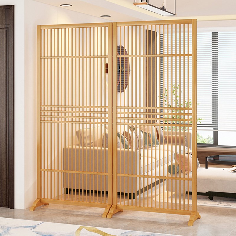 新中式屏风隔断客厅家用遮挡格栅实木折叠移动入户玄关办公室座屏