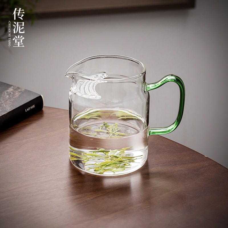 玻璃月牙公道杯绿茶专用泡茶杯加厚大容量滤茶器网一体带过滤分茶