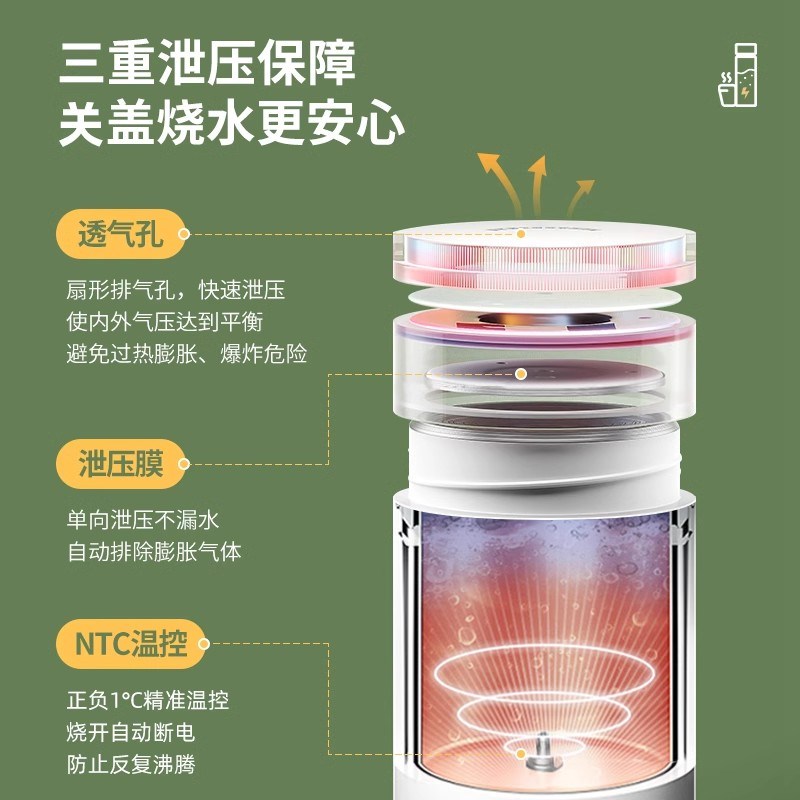 德国烧水杯2024新款一杯多用大容量三层防烫不锈钢USB恒温水壶