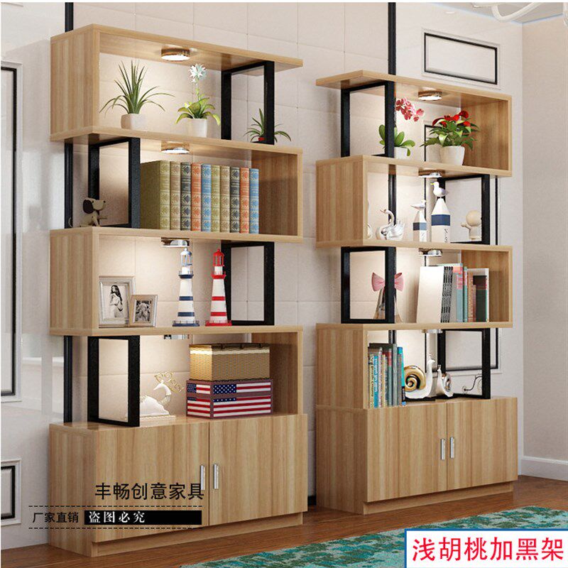 简易书柜书架客厅隔断柜落地简约现展示柜品展柜