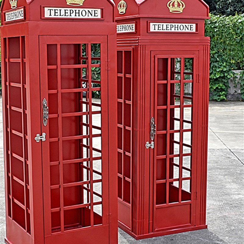 覆古铁艺装饰摆件大型拍摄道具网红店邮筒储物柜路标指示牌电话亭