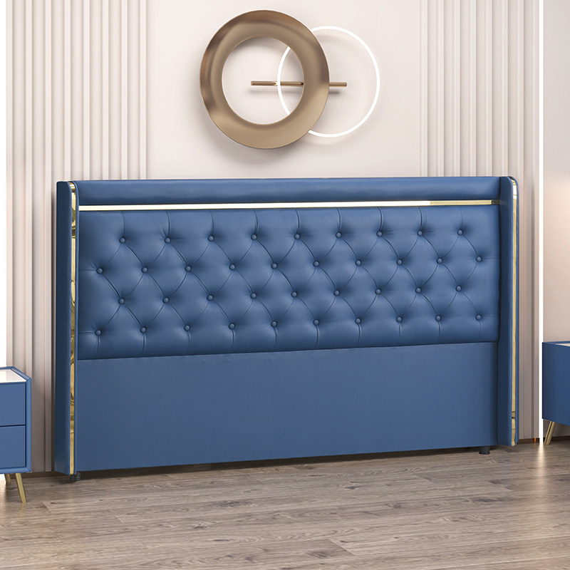 轻奢靠头实简约超薄床头软床背板超纤皮落地板木床头单买