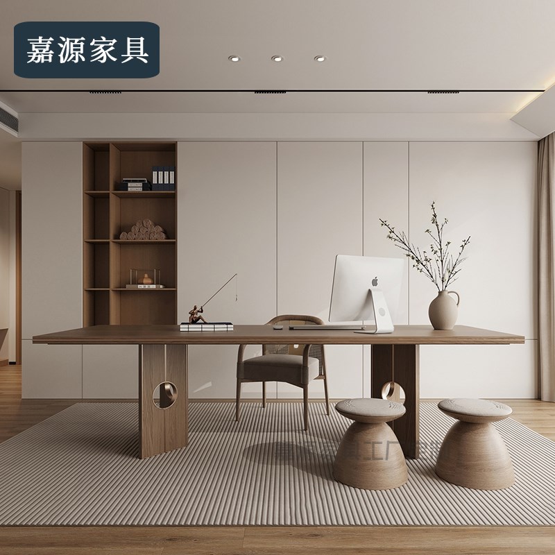 新中式轻奢别墅客厅北美黑胡桃木茶桌椅高档酒店会所办公室泡茶台