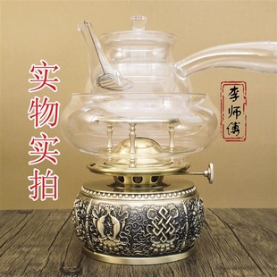新款 潮汕灯空气灯煮茶炉活火茶灯纯黄铜复古茶炉潮汕功夫茶具整套