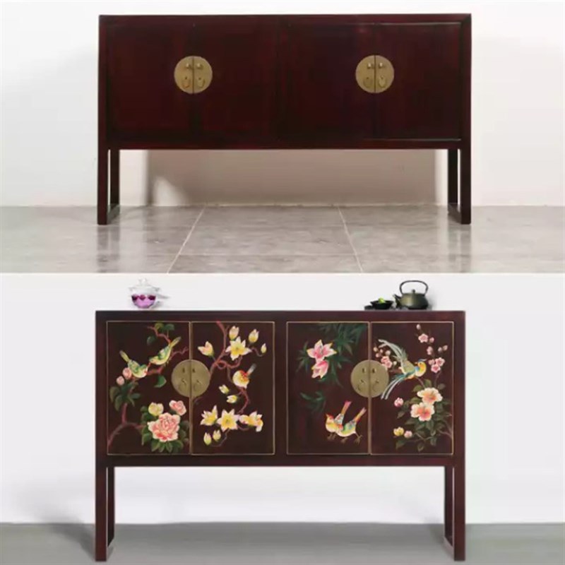 新中式玄关柜简约现代餐边柜门厅柜客厅实木禅意样板房装饰柜定制