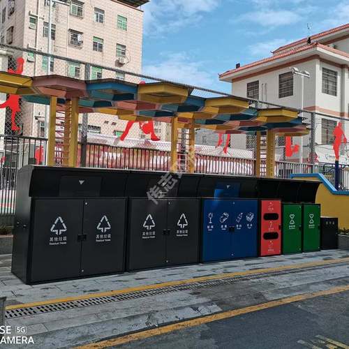深圳环卫不锈钢分类垃圾桶玻金塑纸金属外罩生活垃圾集中投放点