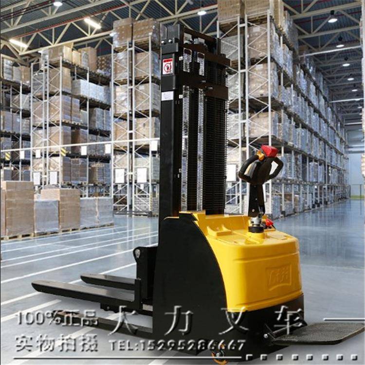 大力叉车1吨2吨全电动升高叉车站驾堆高车液压全自动升降叉车