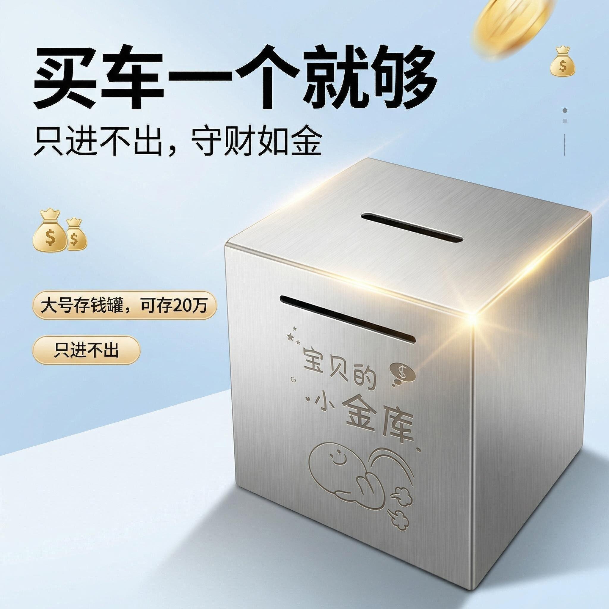 网红款存钱罐不锈钢超大容量