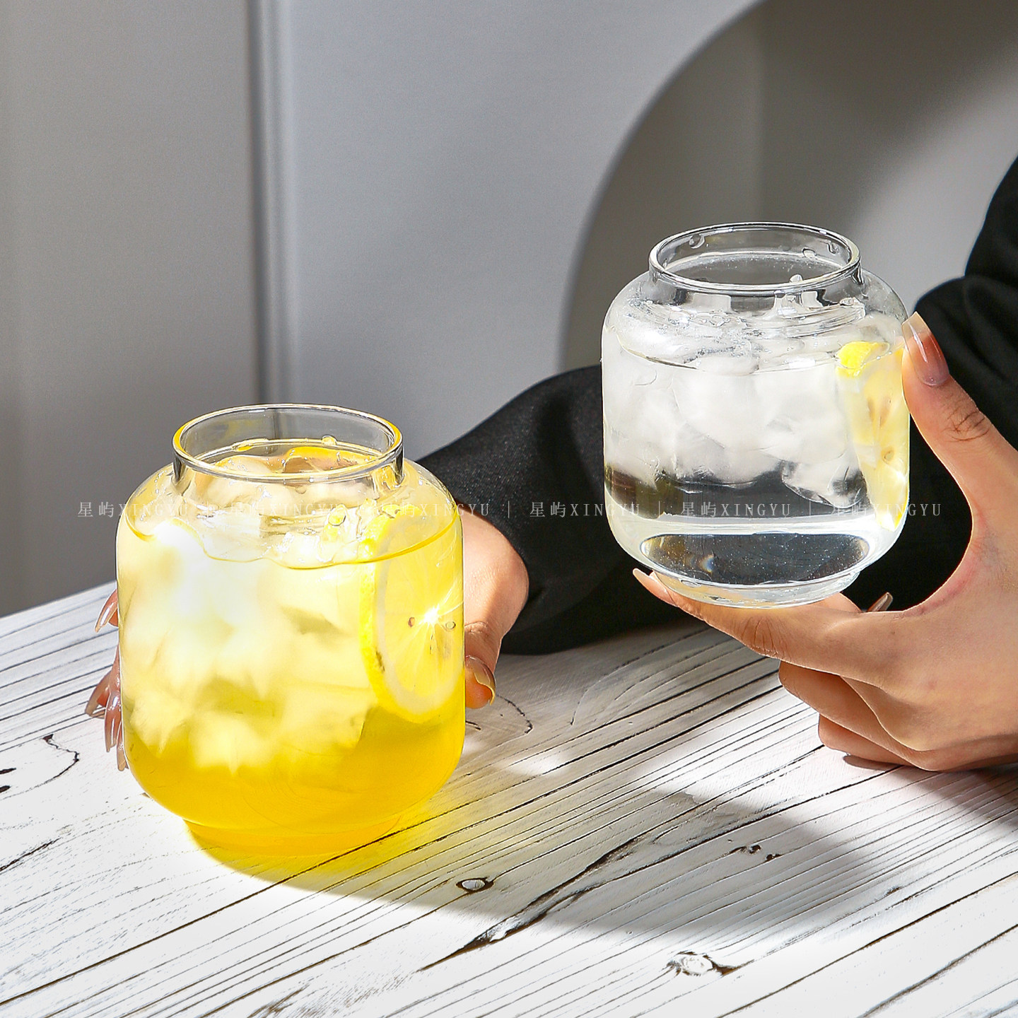 创意高硼硅玻璃杯ins风耐高温高颜值水杯家用牛奶咖啡杯大容量