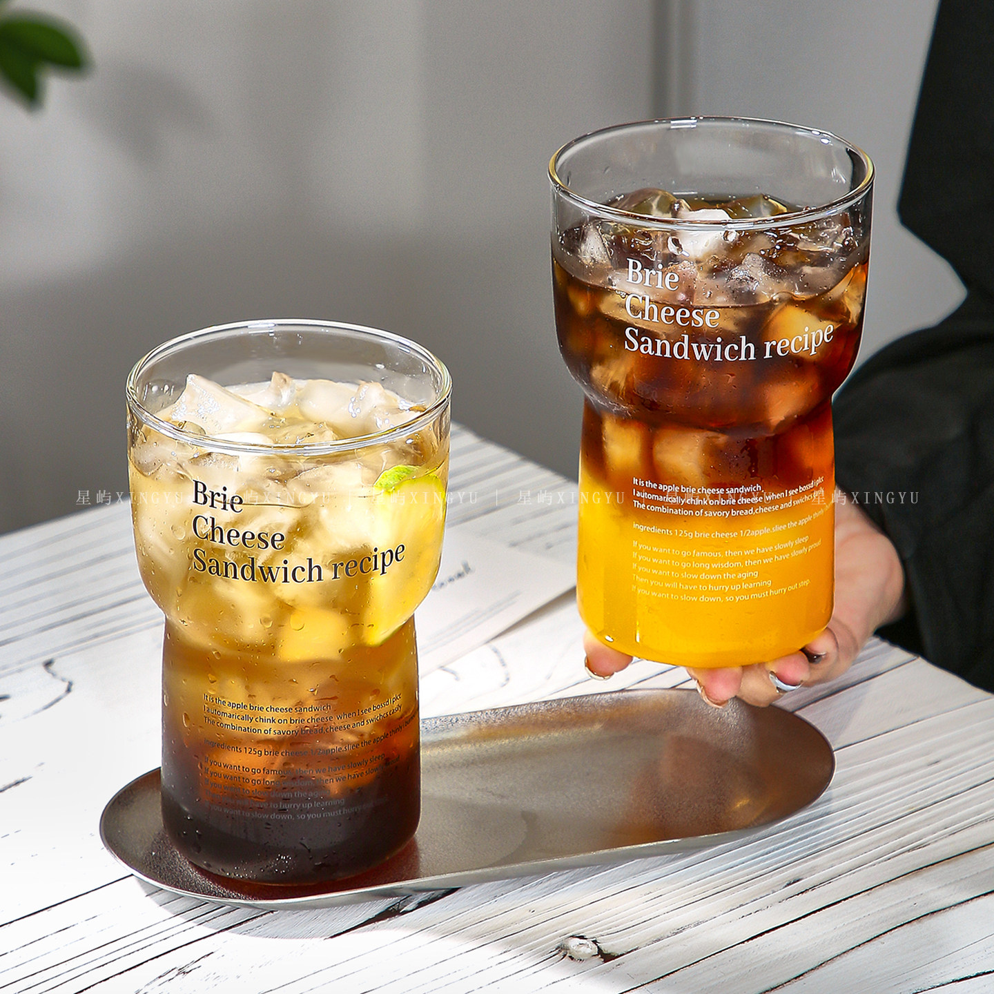 字母印花咖啡杯ins风家用高硼硅