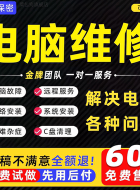 电脑远程维修网络问题解决故障c盘驱动安装技术服务弹窗流氓清理
