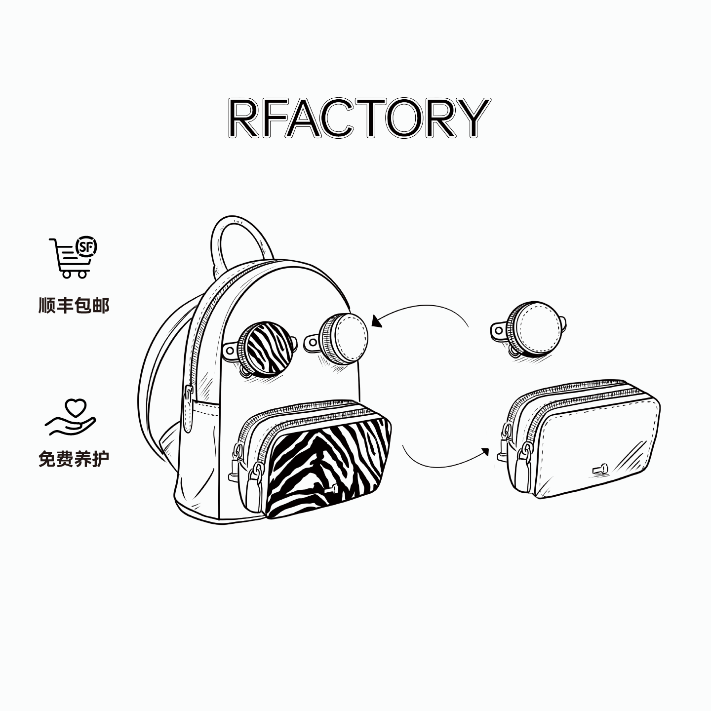 Rfactory怪兽配件眼睛嘴巴小众设计师品牌怪兽双肩包配件