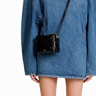 rfactory豆腐包小号水泥黑牛皮斜挎单肩通勤小众设计师品牌女包