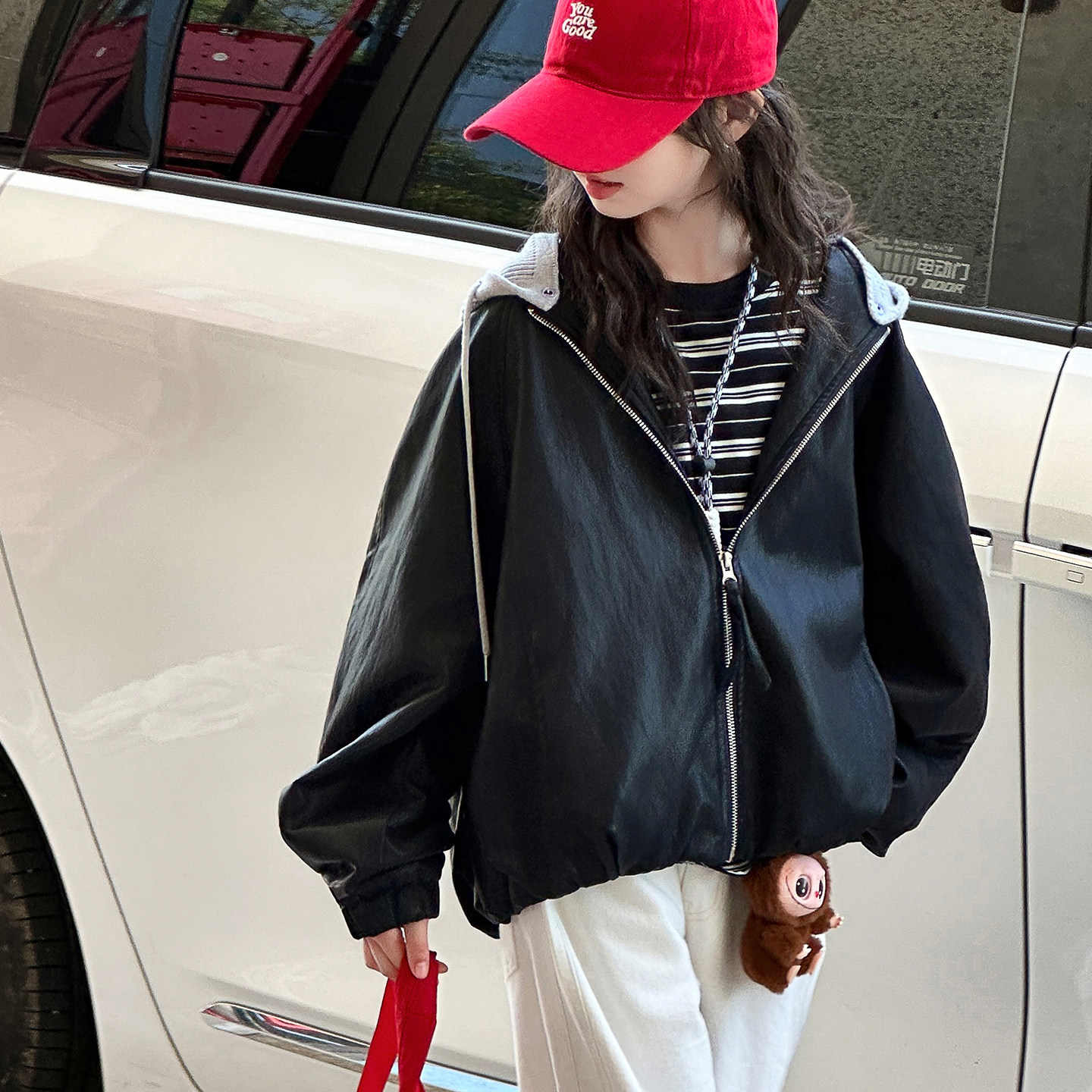 女童皮衣外套春秋2025新款皮夹克
