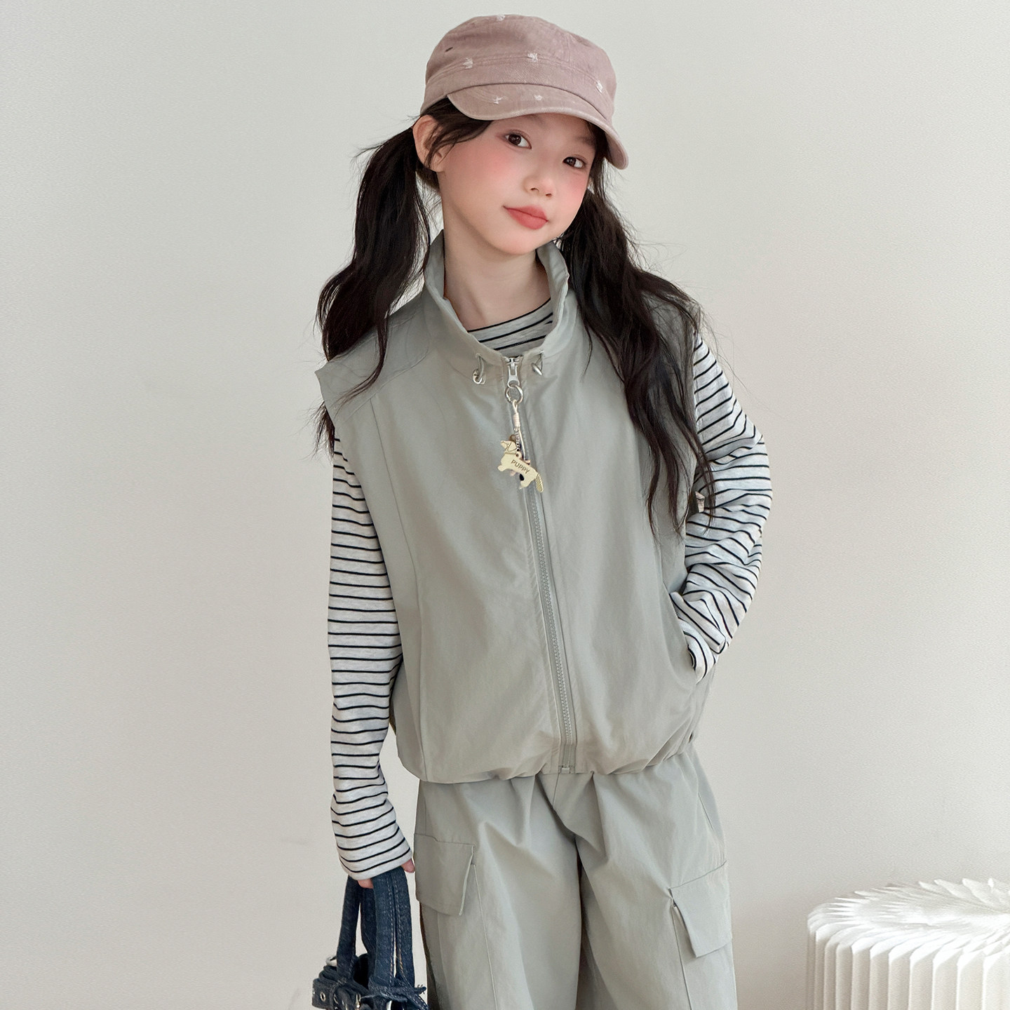 女大童秋装马甲三件套韩系洋气