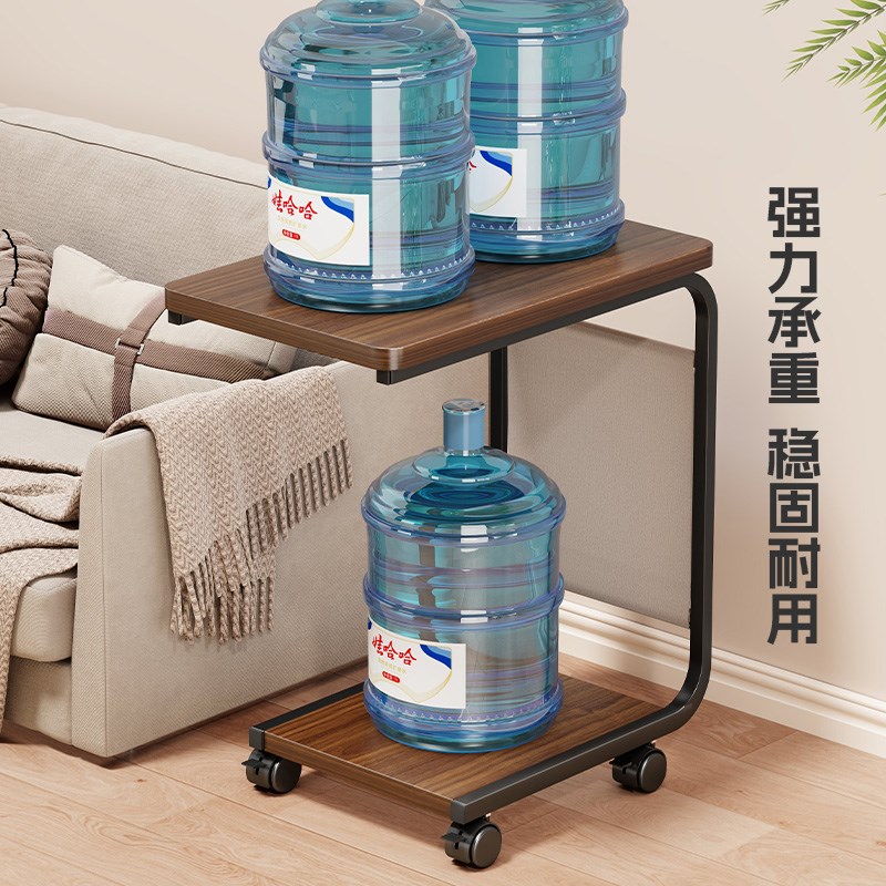 移动床边桌床头置物架落地式分层储物架简易客厅沙发边几一体储物