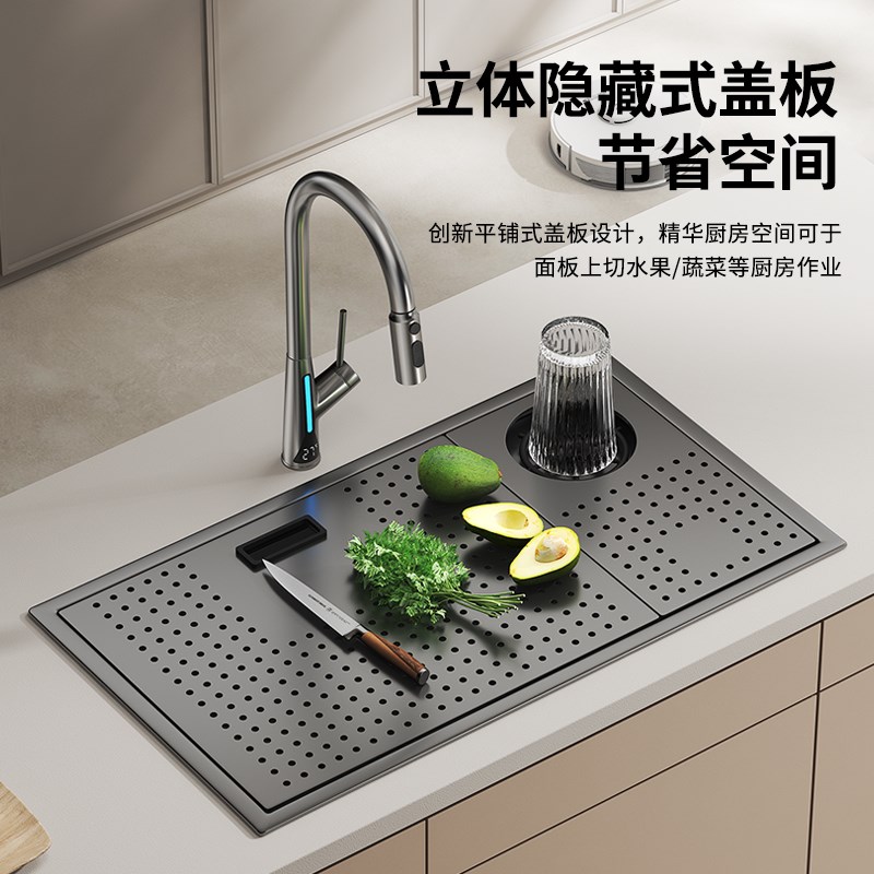 厨房台下水槽加厚304不锈钢家用洗碗大单槽洗菜盆套餐