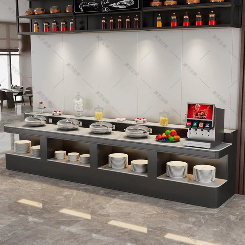 火锅店自助餐台酒店菜品调料水果靠墙商用布菲台取餐中岛展示台