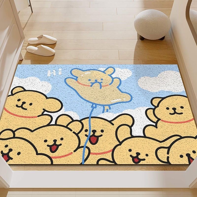 线条小狗入户门地垫可爱丝u圈除尘地毯居家门口耐磨玄关脚垫可裁