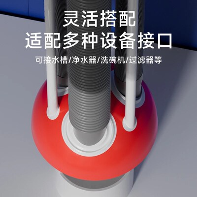 小蘑菇厨房下水管三通防臭神器防返臭三通排水道接头多功能分水器