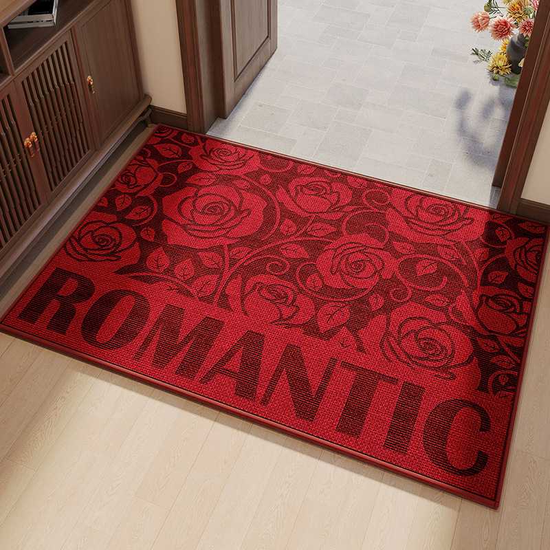 入户门地垫红色喜庆地毯门口防滑耐脏踩脚垫家用玄关新年门垫