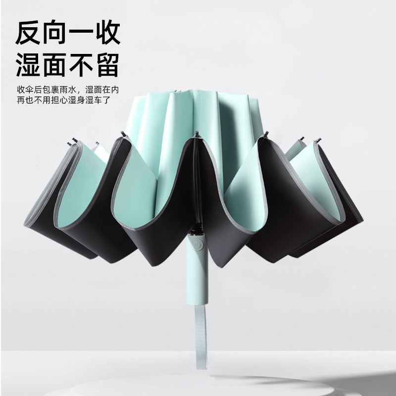 雨伞高级感男生20骨反向车载全自动uv伞折叠遮阳伞女士黑胶太阳伞