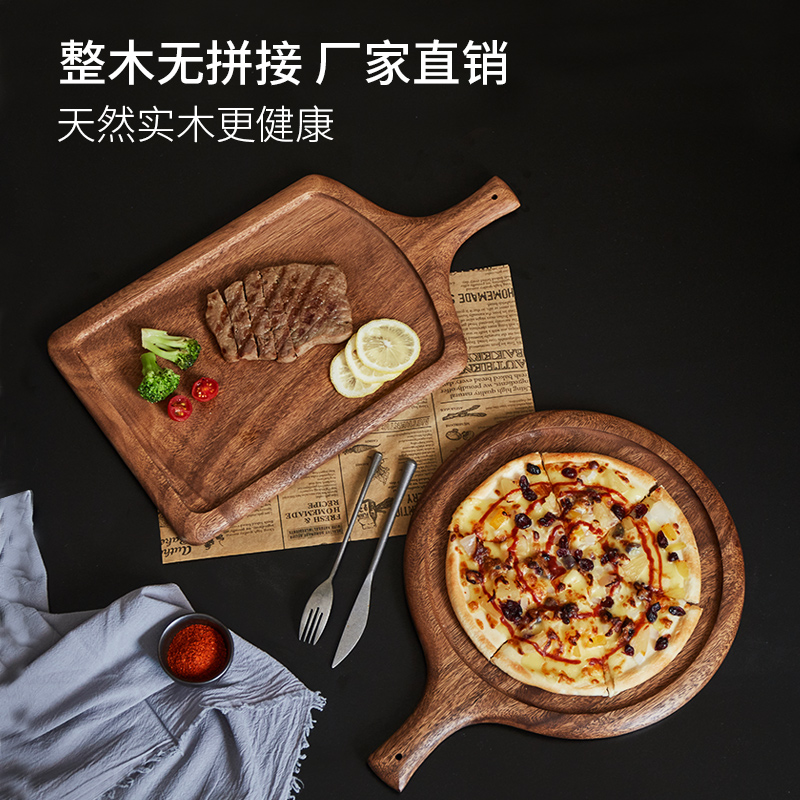牛排餐盘乌檀木长方形西餐盘面包托盘披萨板木制餐盘木盘子