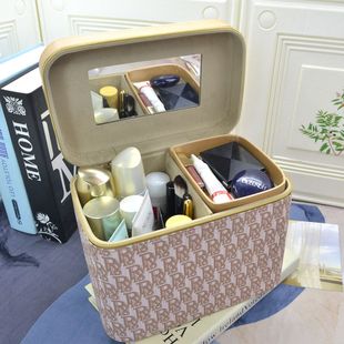带隔层硬壳化妆箱 大容量化妆品收纳包 韩版精致化妆包 手提硬型