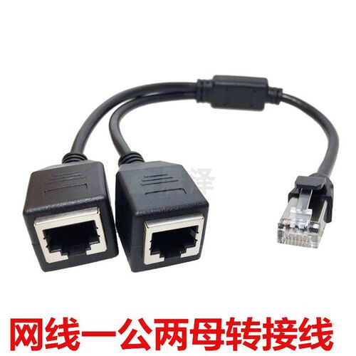 RJ45一分二网络延长线网线一公两母转接线一分二网线接口网线分线
