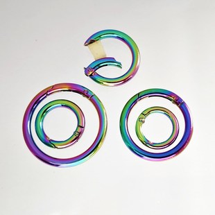 包拎环按开口金属七彩色五彩色圆圈五金圈钩扣弹簧圈配件提手扣