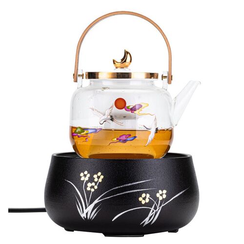 牛仁玻璃煮茶壶电陶炉套装中式复古电茶炉小套蒸煮两用泡茶养生壶